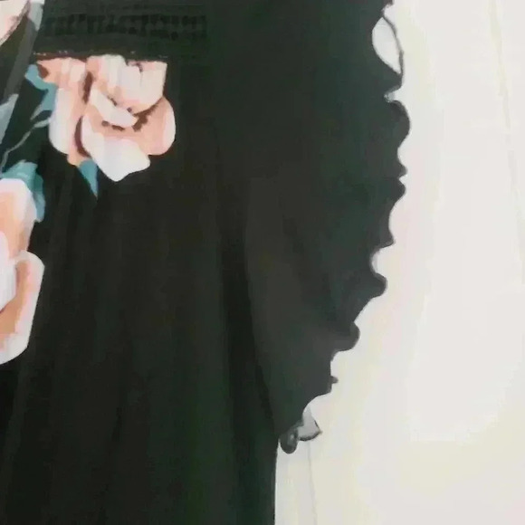 Loveappella Black floral Faux Wrap Maxi Dress Sz XL - Picture 3 of 11